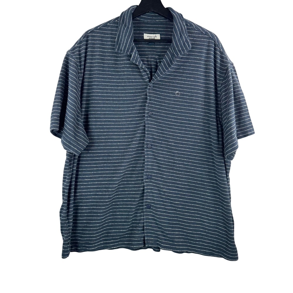 American Eagle Button Down sz XL Blue Striped Terry Cloth Camp